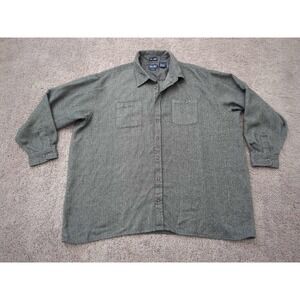 John Blair Button Up Shirt Mens 4XLTL TALL MAN Gray‎ Herringbone Long Sleeve